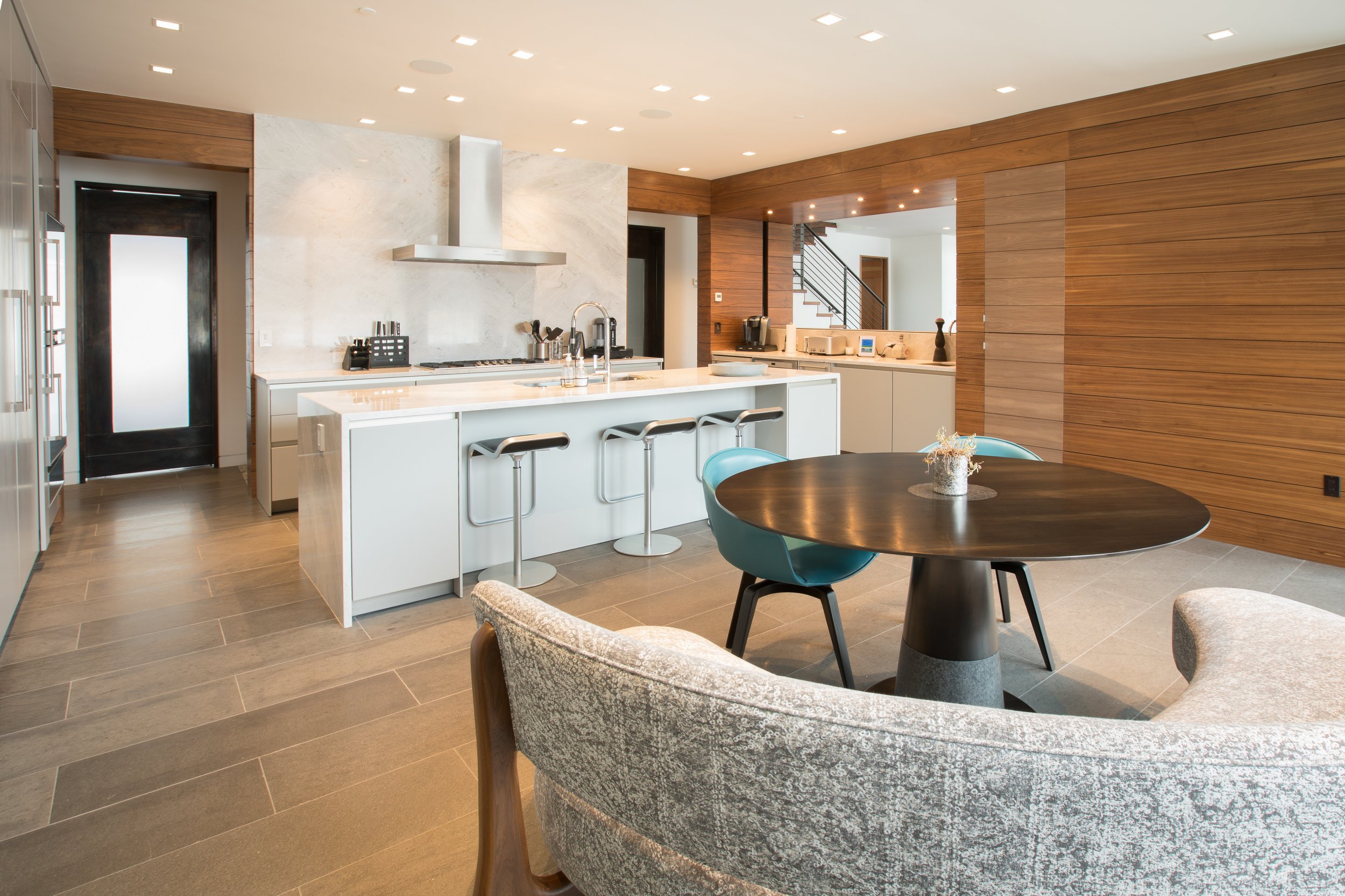 Kitchen and kitchen table in custom built home