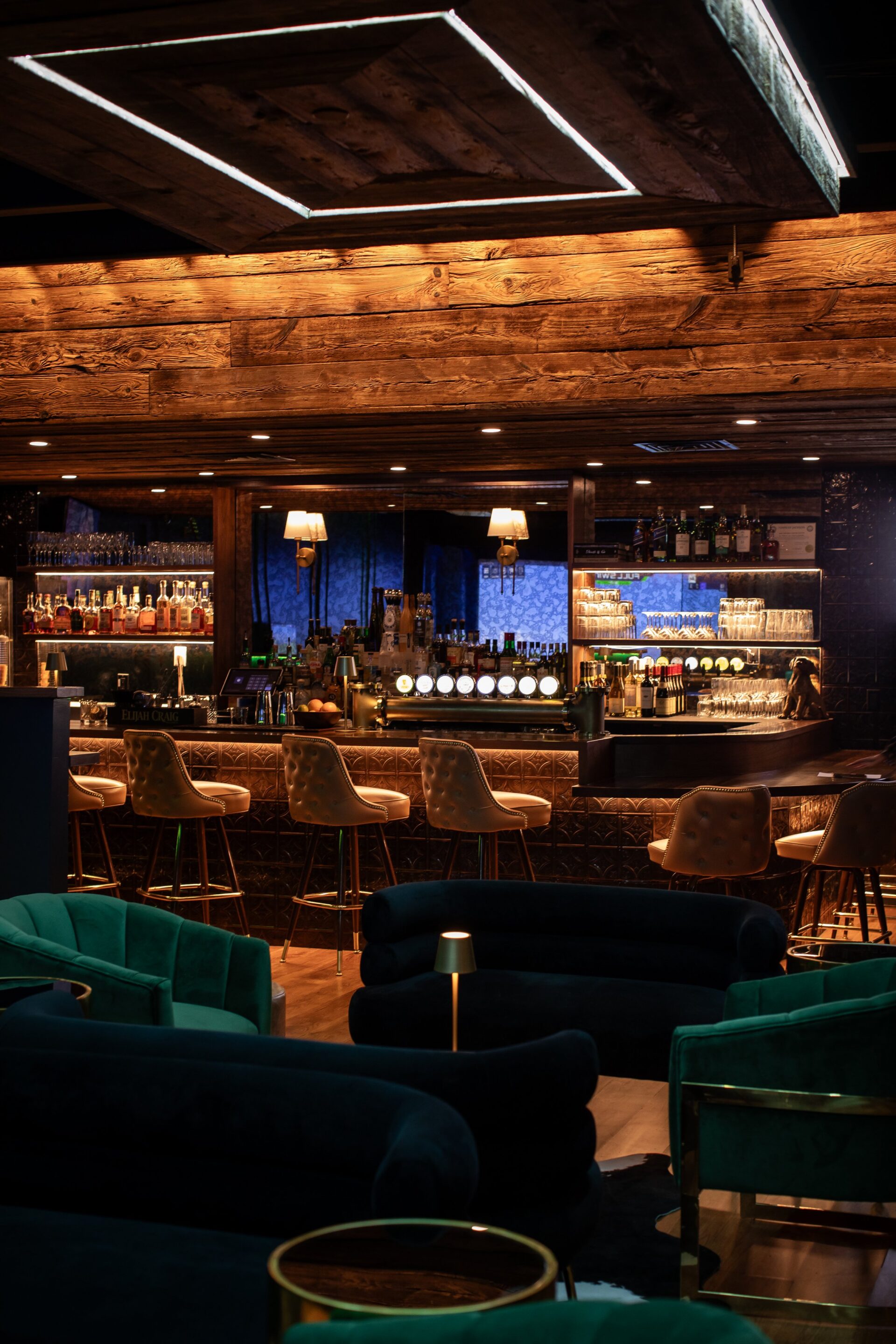 View of The Bunker bar and bar seating