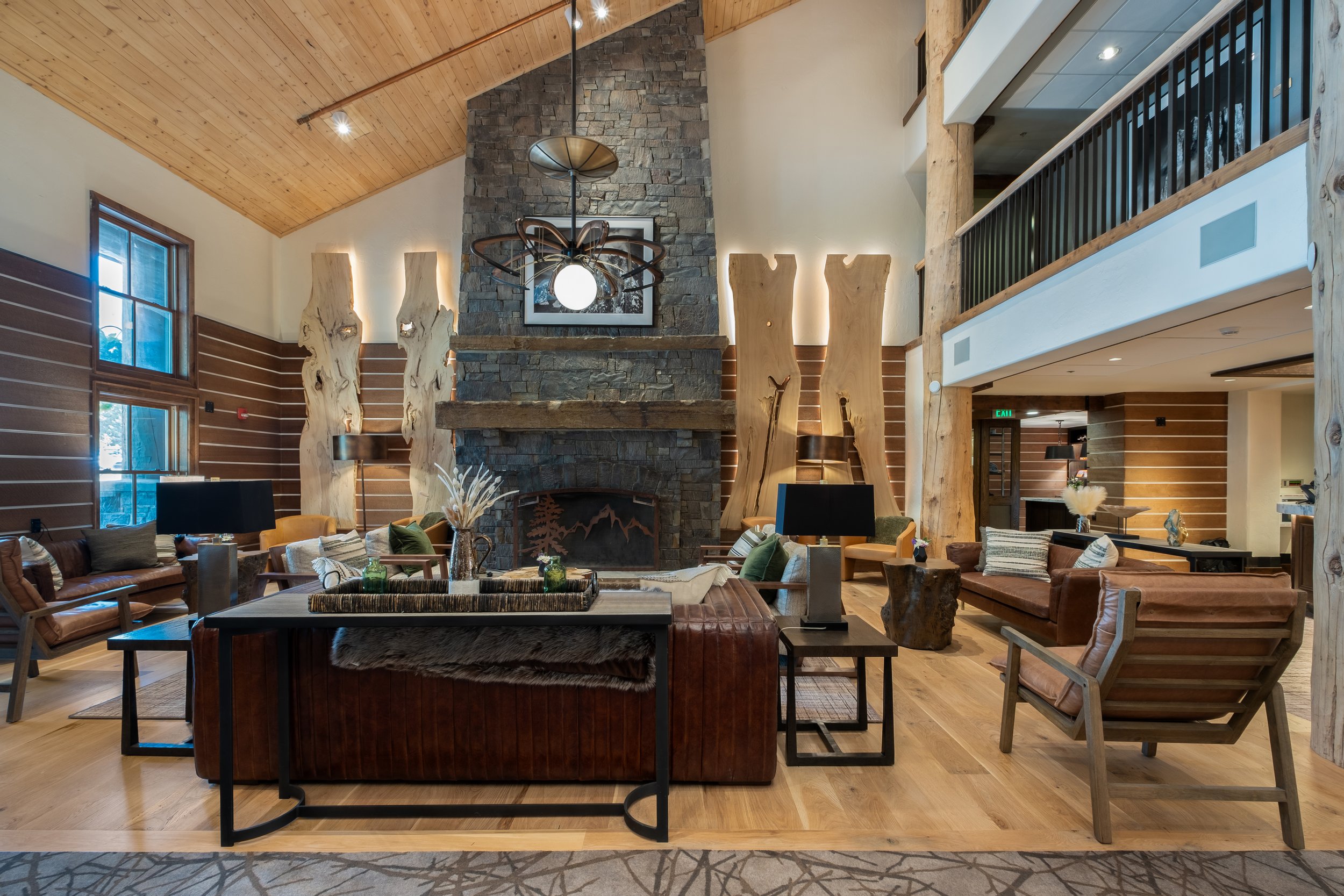 Lobby and seating area in the Teton Mountain Lodge