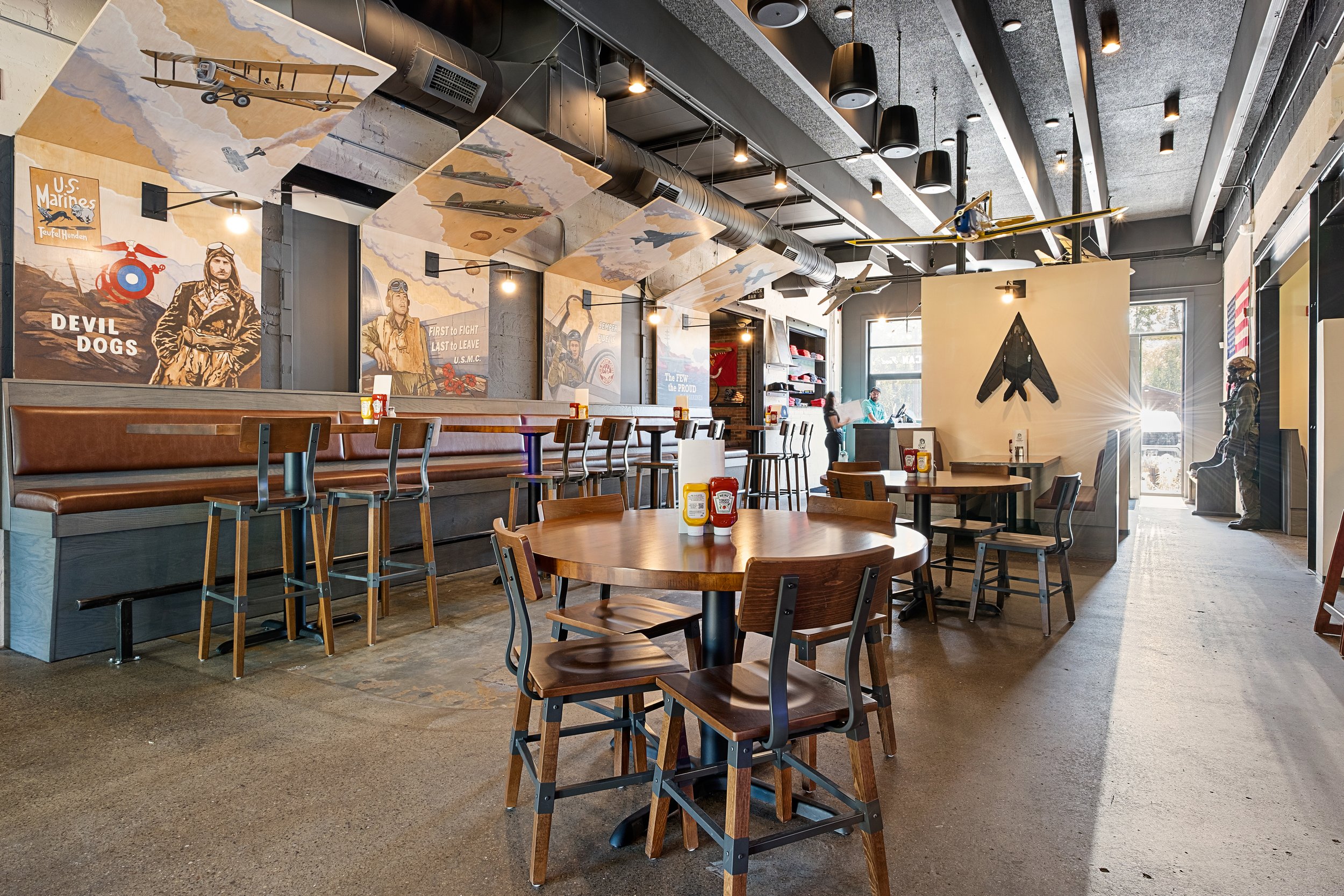 Tables in the Sidewinder restaurant
